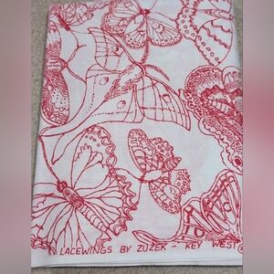 Vtg Zuzek Key West Hand Printed Fabric Lacewings 62 3/4" x 46" Lilly Pulitzer